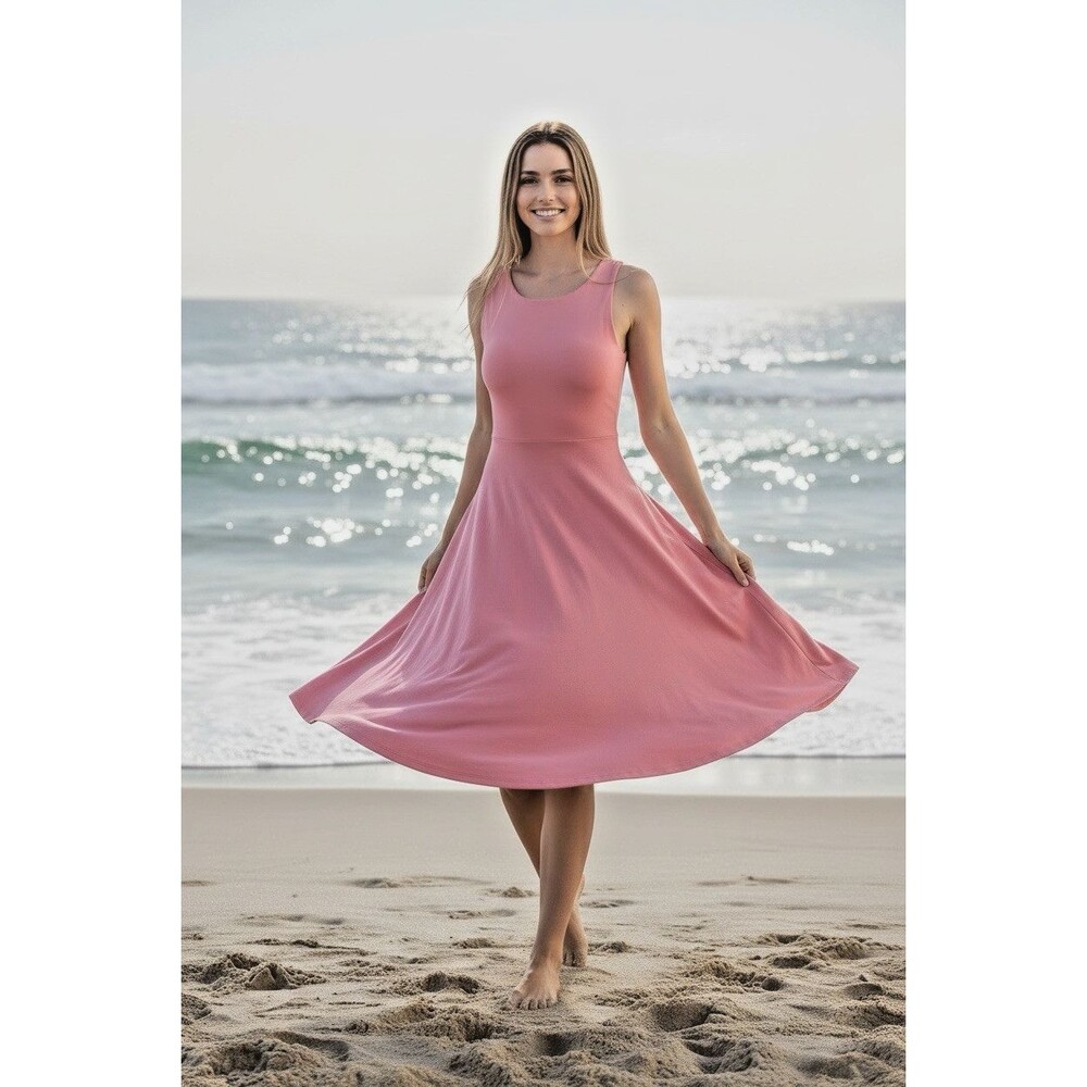 Selkie NEW luxury womens soft pink fit & flare midi summer dress XS coquette